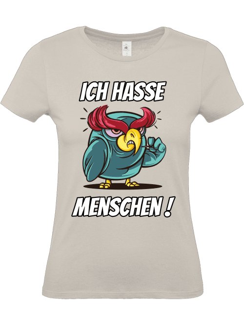 Ich hasse Menschen! Eule T-Shirt für Frauen - CordNinja