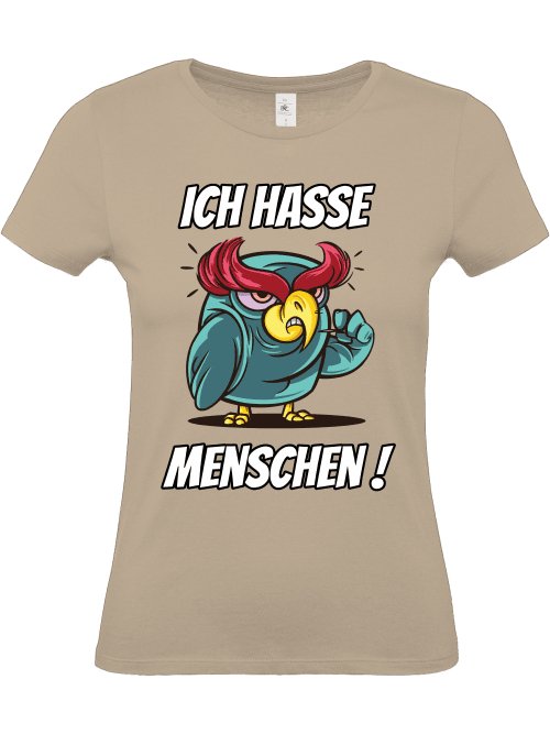 Ich hasse Menschen! Eule T-Shirt für Frauen - CordNinja